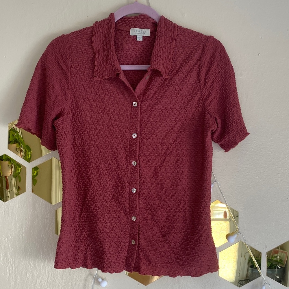 Burgundy Button-Down Shirt